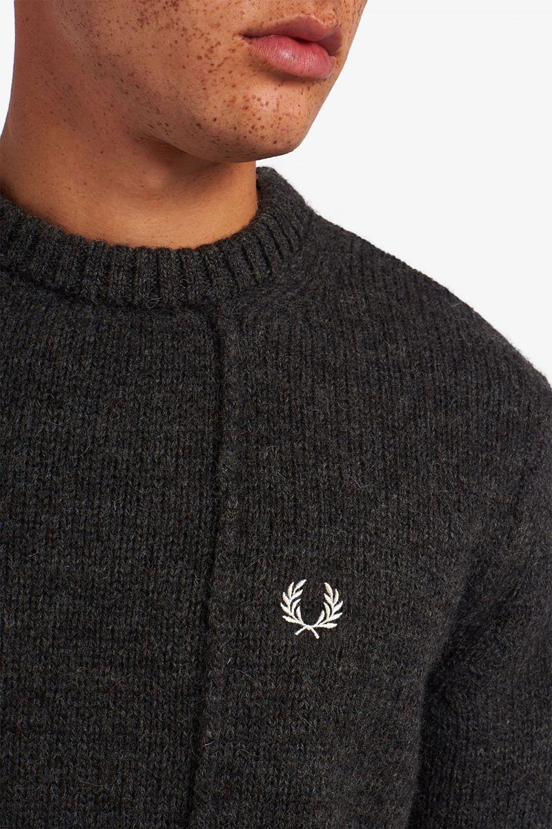 Black Fred Perry Panelled British Wool Jumper Men's Knitwear | PH 1317NWYB